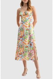 Shirred Neckline Midi Dress at Nordstrom